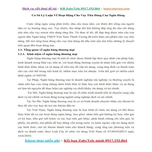 Cơ Sở Lý Luận Về Hoạt Động Cho Vay Tiêu Dùng Của Ngân Hàng.docx