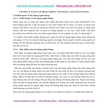 Cơ Sở Lý Luận Về Hoạt Động Tín Dụng Tại Ngân Hàng.docx