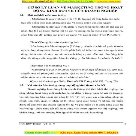 Cơ sở lý luận về marketing trong hoạt động kinh doanh của doanh nghiệp.docx