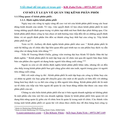 CƠ SỞ LÝ LUẬN VỀ QUẢN TRỊ KÊNH PHÂN PHỐI.docx
