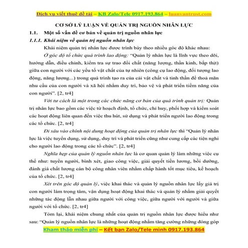 CƠ SỞ LÝ LUẬN VỀ QUẢN TRỊ NGUỒN NHÂN LỰC.docx