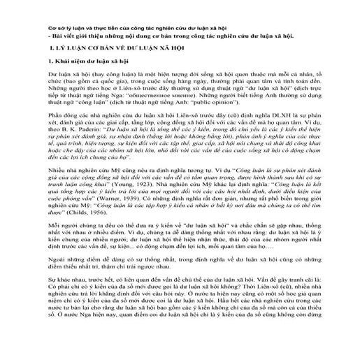 Cơ sở lý luận và thực tiễn của công tác nghiên cứu dư luận xã hội (1)