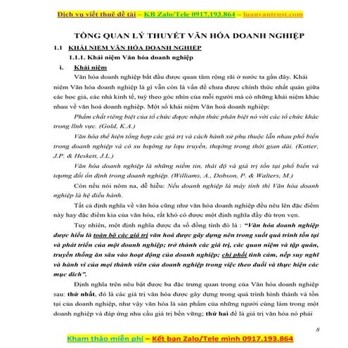 VĂN HÓA DOANH NGHIỆP TẠI CÔNG TY CỔ PHẦN TRUYỀN THÔNG VIỆT NAM 256150 | PDF