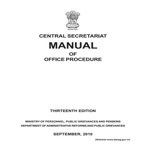 CENTRAL SECRETARIAT MANUAL OF OFFICE PROCEDURE