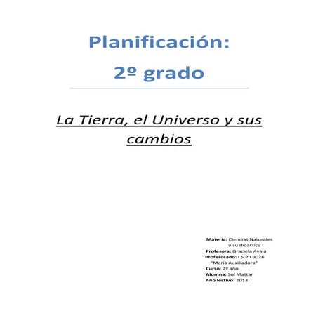 Cs naturales planificacion 2º grado