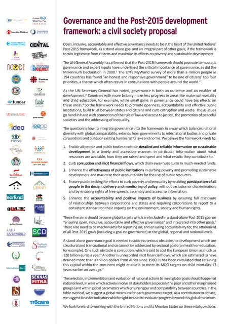 Transparency Accountability and Participation in Governance Development Framework Post 2015