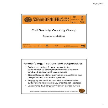 Civil Society - recommendations from AIGLIA2014