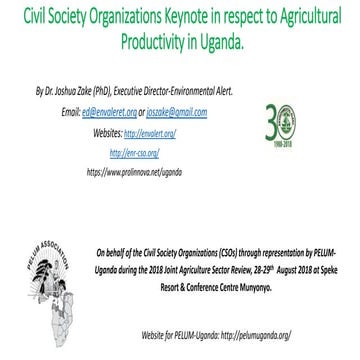 Civil Society Organizations Keynote in respect to Agricultural Productivity i...