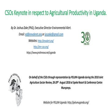 Cs os keynote in respect to agricultural productivity in uganda
