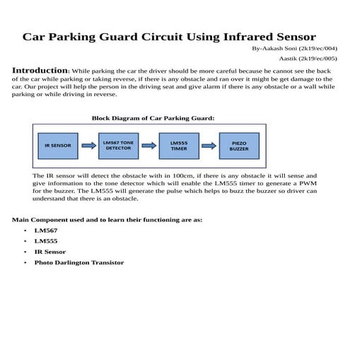 Car parking using IR sensor