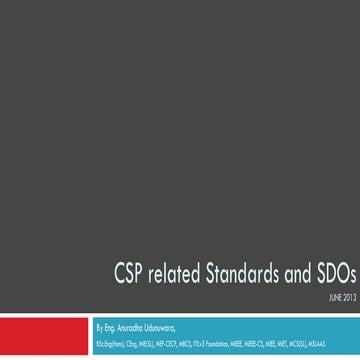 CSP related Standards and SDOs