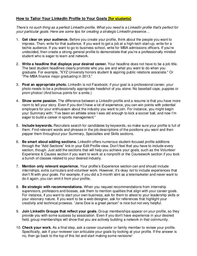 linkedin profile examples college students