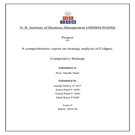 A comprehensive report on strategy analysis of Colgate.