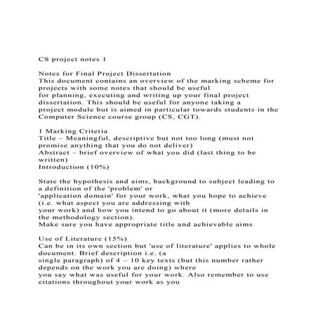 CS project notes 1  Notes for Final Project Dissertation .docx