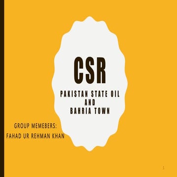 Pakistan State Oil and Bahria Town CSR | PPTX