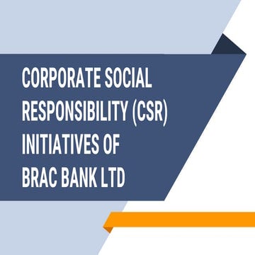 Corporate Social Initiatives of Brac Bank BD LTD. | PPTX