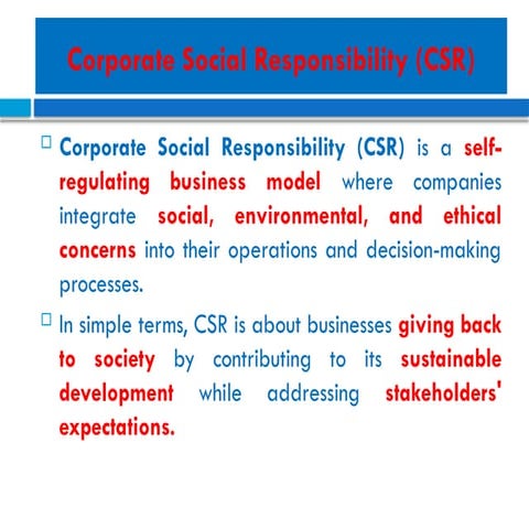 Corporate Social Responsibility of business organisations