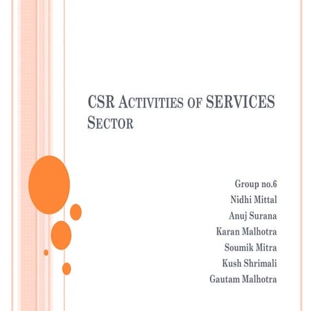 CSR Activities Of Service Sector