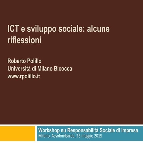 ICT e sviluppo sociale: alcune riflessioni