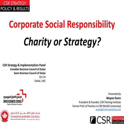 CSR: Strategy? or Charity?