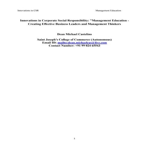 Innovations in Corporate Social Responsibility- India