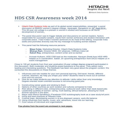 Csr awareness week 2014 | PDF