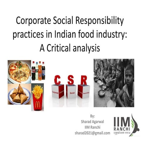 Corporate Social Responsibility practices in Indian food industry: A Critical...