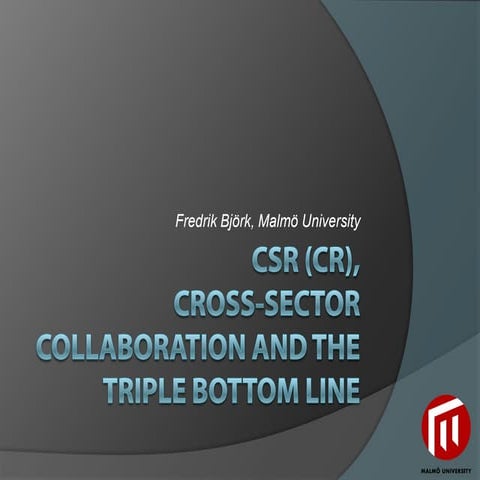 CSR, triple-bottom line and cross sector collaboration