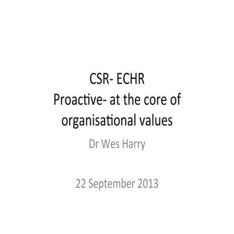 CSR & HR - Presentation Pr. Wes Harry (SLIDES)