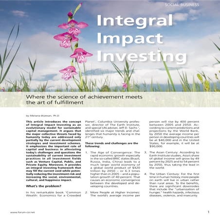 Integral Impact Investing (forum CSR international 2010-1)