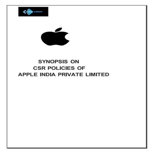 CORPORATE SOCIAL RESPONSIBILITY OF APPLE