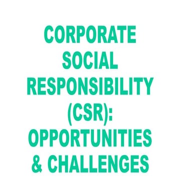 CSR ; Opportunities and challenges for NGOs