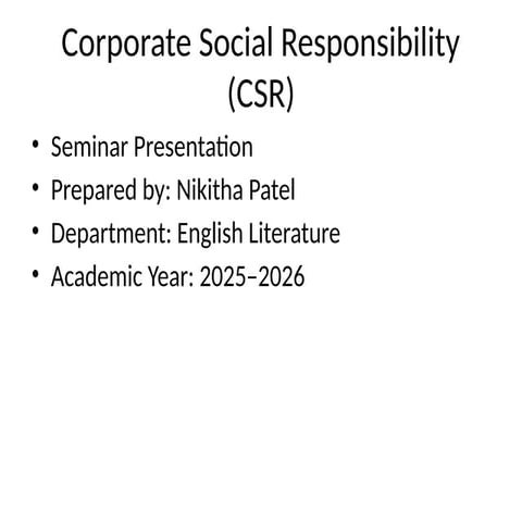 Corporate Social Responsibility | PPT