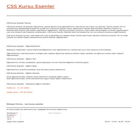 Css kursu-esenler