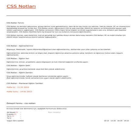 Css notlari