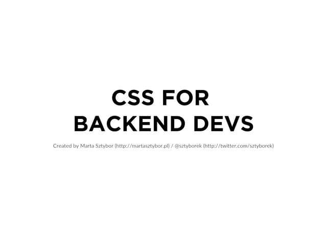 CSS For Backend Developers