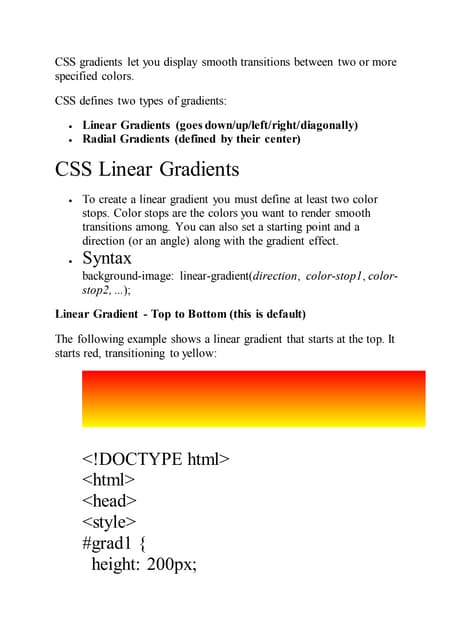 CSS gradients