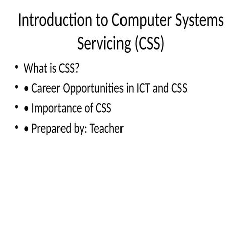 Introduction to Computer System Servicing | PDF