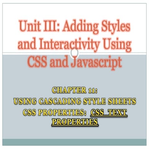 Css text property | PPTX | Web Design and HTML | Internet