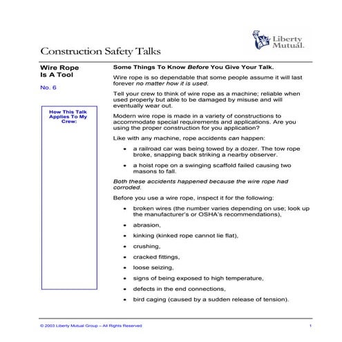 Construction Safety Talks - 06 | PDF