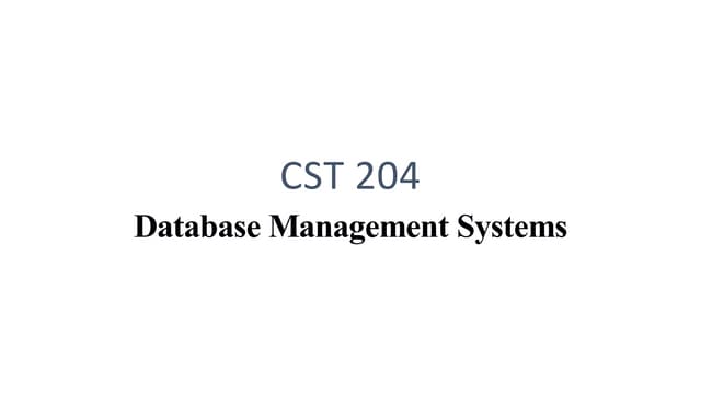 CST204 DBMS Module-1