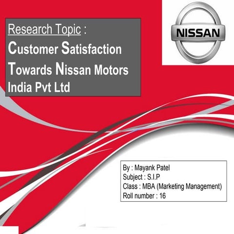 summer internship project report on NISSAN