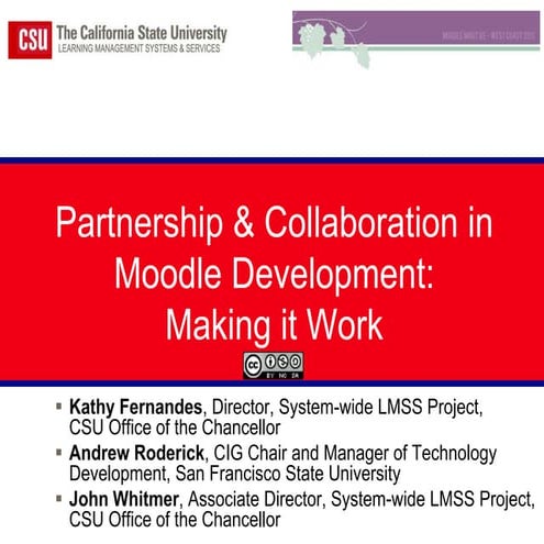 Partnership & Collaboration in Moodle Development: Making it Work