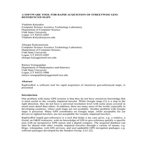 A Software Tool for Rapid Acquisition of Streetwise Geo-Referenced Maps