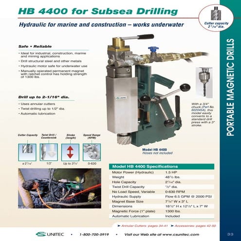 CS Unitec HB 4400 Portable Magnetic Drill