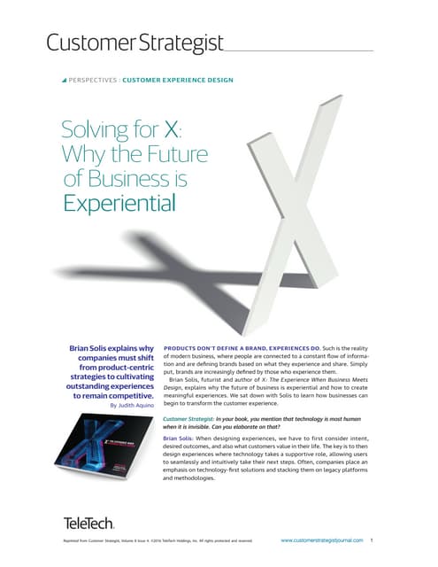 Solving for X: Why the Future of Business is Experiential