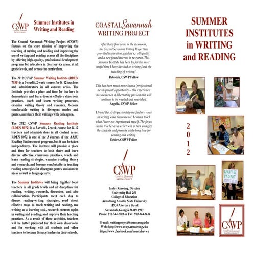 CSWP 2012 Summer Institutes Brochure/Application