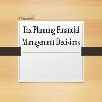 Corporate Taxation  financial management decesion