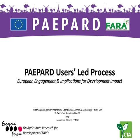 European Engagement and the PAEPARD Users’ Led Process: Implications for Deve...