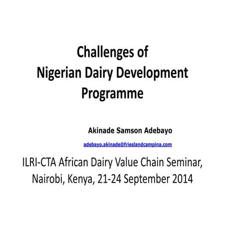 Challenges of Nigerian Dairy Development Programme